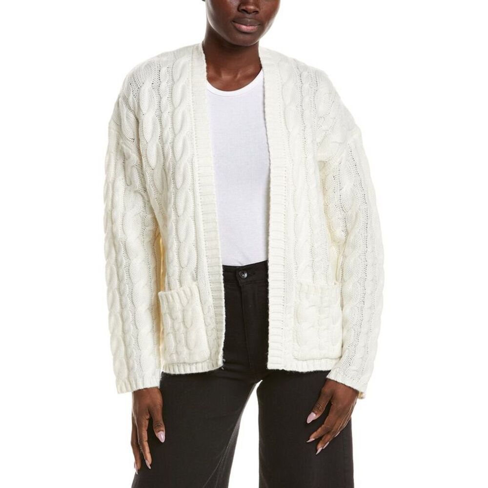 Naadam Womens  Ultra Luxe Wool & Cashmere-Blend Open Cable Cardigan, White